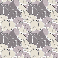 Seamless floral line pattern, muted pastel colors, elegant design for wallpaper, fabric, packaging, and merchandise, copy space

