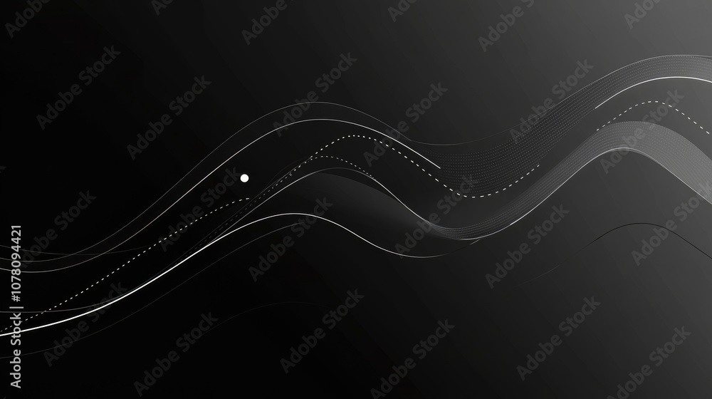 Poster abstract black and white wavy lines with subtle textures and curves creating a modern and minimalist