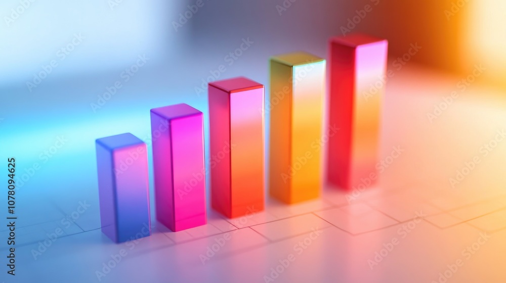 Poster colorful 3d bar graph displaying growth trends in business analytics and data visualization for fina