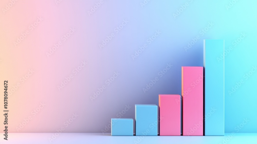 Aufkleber colorful abstract bar chart on gradient background illustrating growth and progress in business or f