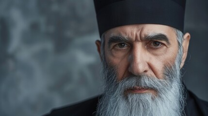 A Sufi dervish wearing traditional clothing reflects spirituality and soulfulness with a serene gaze in a minimalist setting