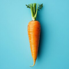 Freshly Harvested Carrot Against Plain Blue Background