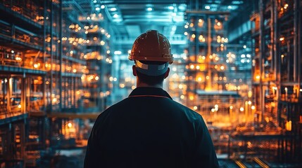 Fototapeta premium Experienced construction structural engineer optimizing workflow and safety in multi-phase construction projects, managing large teams and timelines.