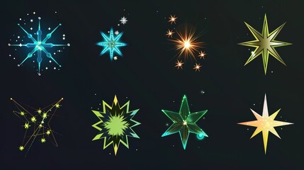 Sparkling Star Icons - a festive and cheerful collection. The set of glittering star icons adds a delightful touch to holiday decorations.