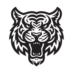 Fototapeta premium a simple illustration of tiger roar - vector logo design