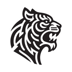 Fototapeta premium a simple illustration of tiger roar - vector logo design
