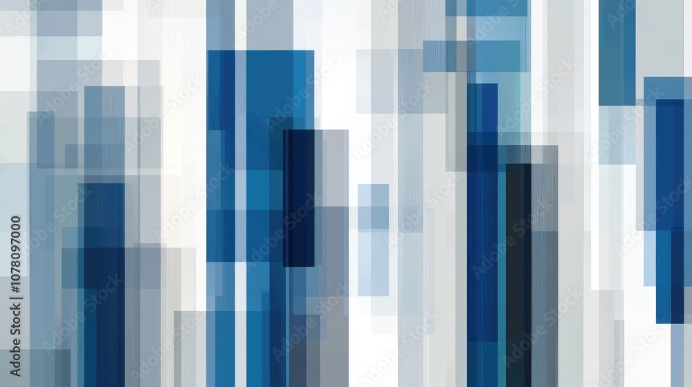 Poster abstract pattern of blue and white rectangles creating a modern and minimalist design for use in art