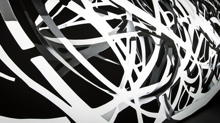Abstract Black and White Artwork Featuring Dynamic Lines and Shapes in an Artistic Design for Creative and Modern Spaces