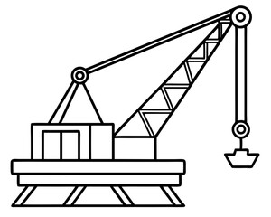 Cargo Crane Coloring Page on White Background