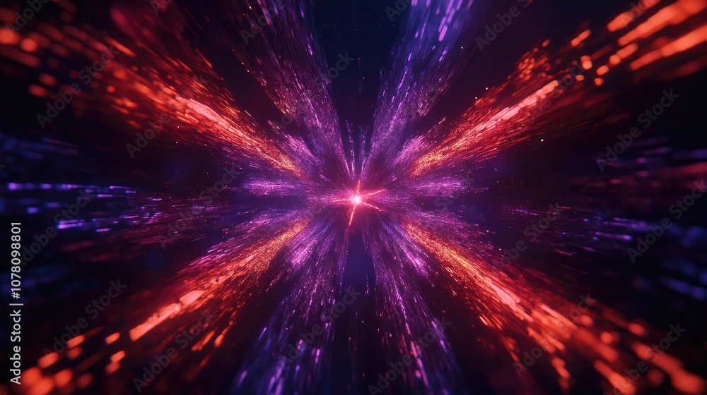 Poster abstract cosmic explosion of vibrant colors creating a dynamic sense of movement and depth in a univ