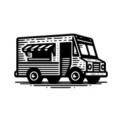 a simple illustration of  food truck - vector logo design