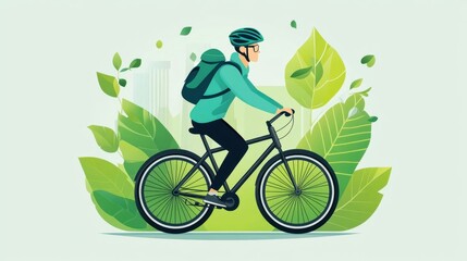 Naklejka premium Eco-Friendly Commuting: A Biking Adventure