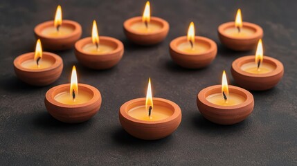 Diwali candles arranged in a circle, casting a soft, warm glow for a peaceful celebration, Diwali candle warmth, intimate festival feel