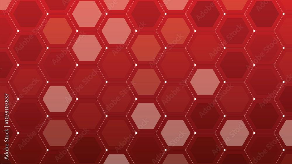 Poster abstract digital red hexagon science technology background