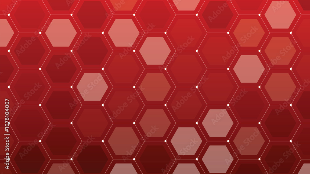 Poster abstract digital red hexagon science technology background