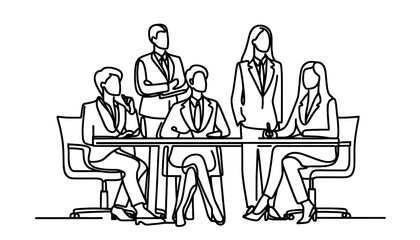 Simple  one  line drawing of  business meeting. Transparent background png file