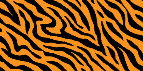 Seamless pattern with tiger stripes. Abstract animal print. Fur vector texture.