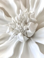 Closeup of a white flower with intricate details.