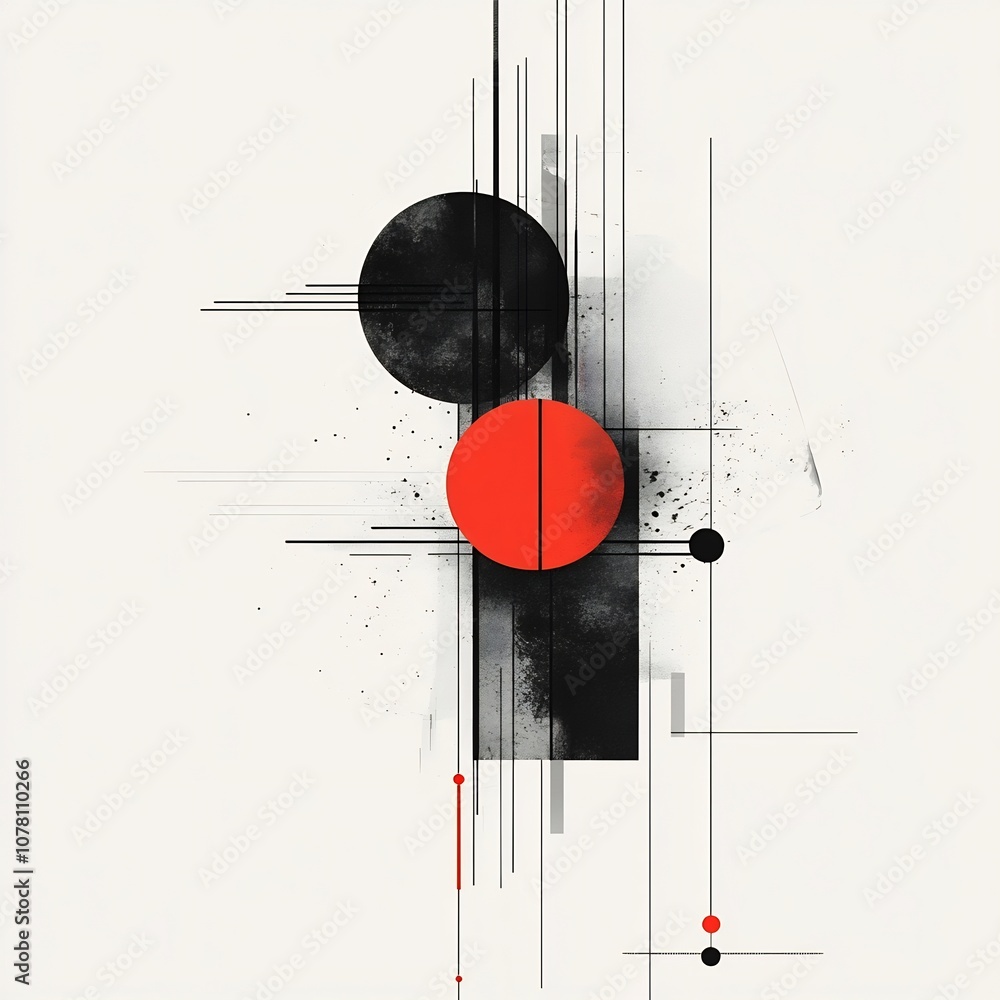 Poster sleek minimalist abstract geometric composition with connecting dot concept