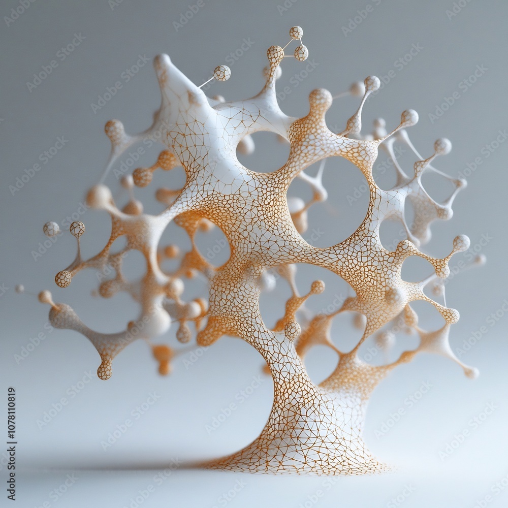 Poster minimalist 3d cerebral constellation displaying interconnected knowledge nodes