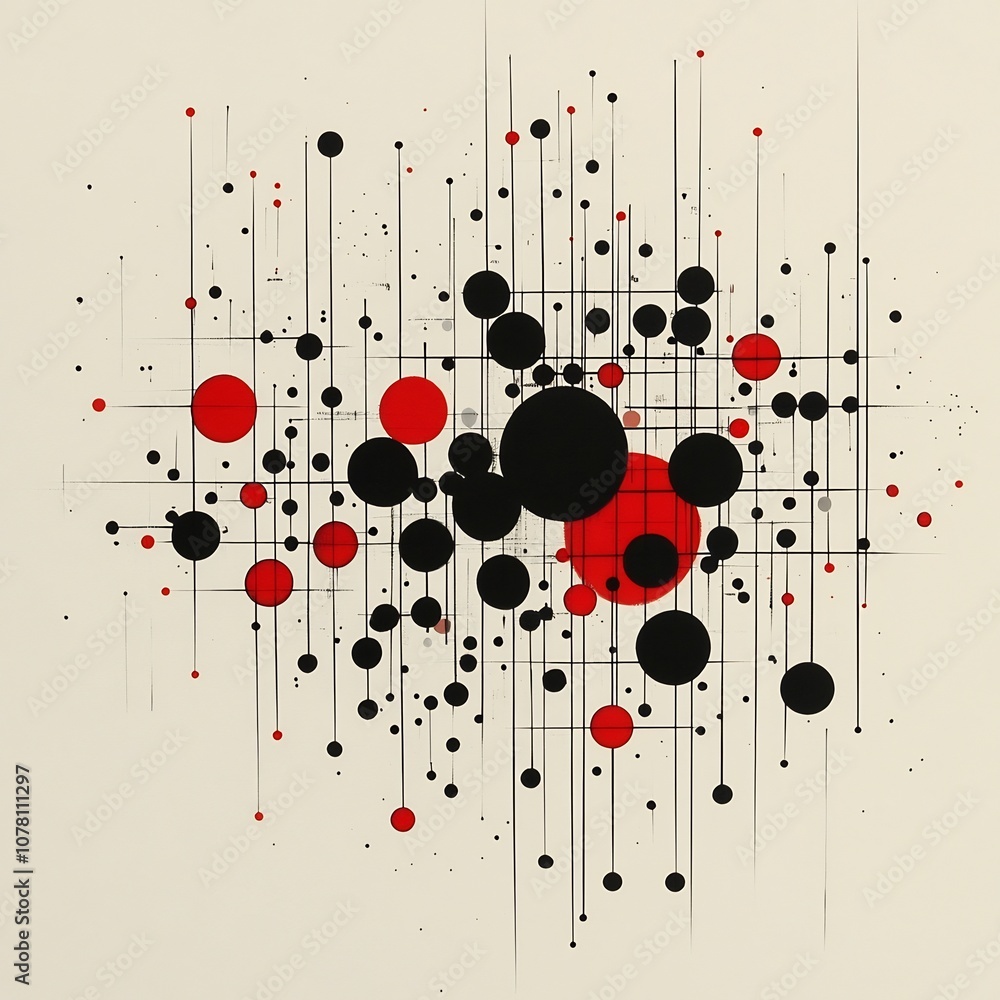 Poster interconnected dots of knowledge minimalist abstract composition