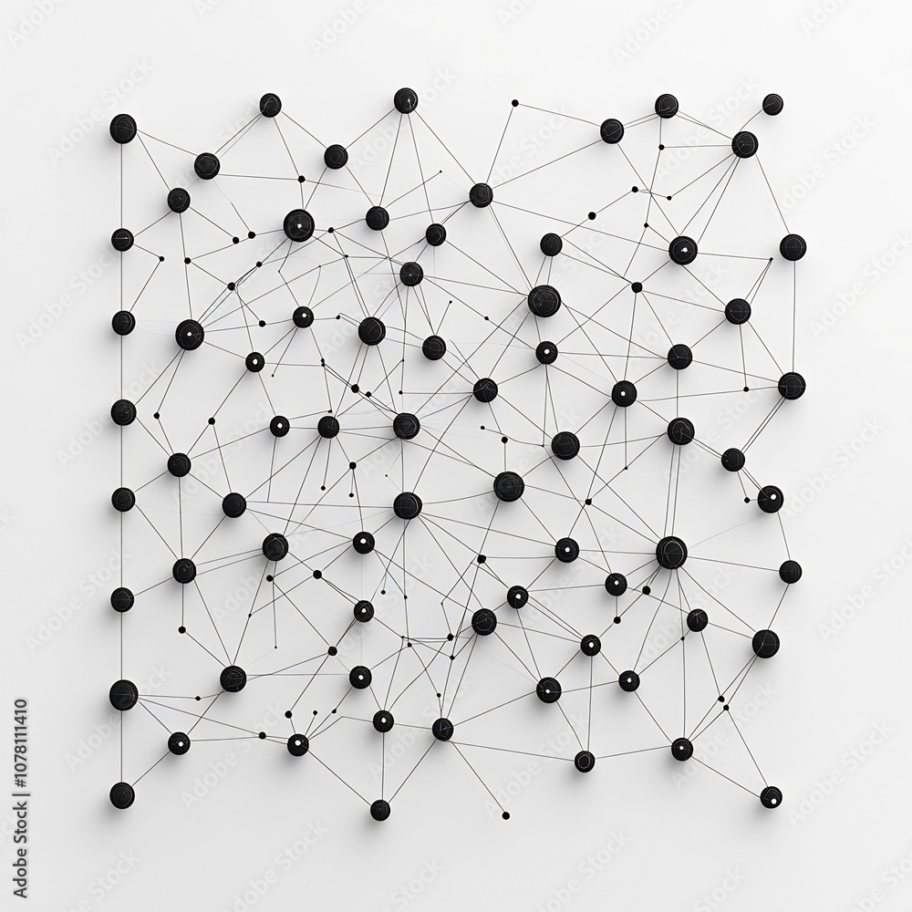Aufkleber minimalist 3d interconnected dot network symbolizing knowledge and digital communication