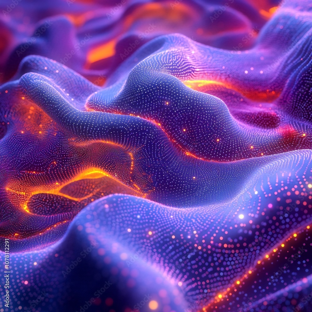 Poster vibrant 3d interconnected dot topography evoking knowledge and synaptic patterns