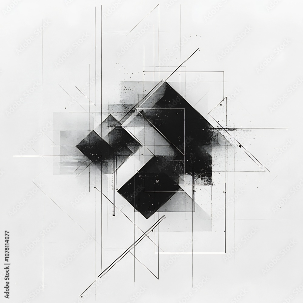 Poster geometric shapes in minimalist digital ideation unfolding as a dynamic network