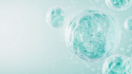 Stock illustration of exosomes blending with fluid in a scientific visualization concept