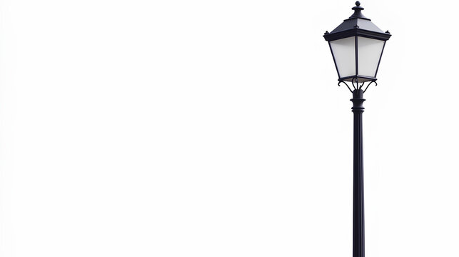 Black street lamp post on white background