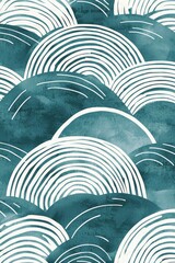 Fototapeta premium Hand-Painted Textured Wallpaper Pattern in Organic Geometric Style with Random Pantone Colors and White Lines - Reminiscent of Japanese Woodblock Prints