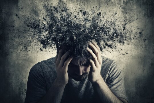 person with headache exploding