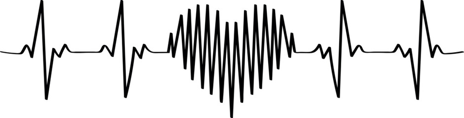 Heartbeat of Love - EKG Line Art with Heart Shape