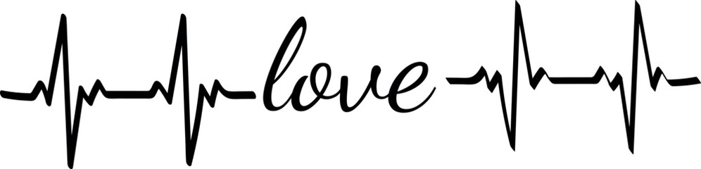 Heartbeat of Love - Elegant Cursive Typography with EKG Line