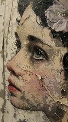 Close-Up Portrait of a Woman with Delicate Features and Abstract Background
