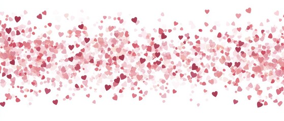 Naklejka premium A row of pink hearts are scattered across a white background