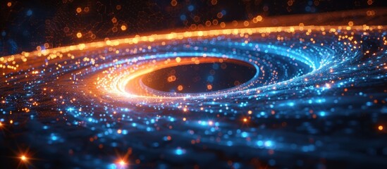 Abstract Blue and Orange Light Spirals