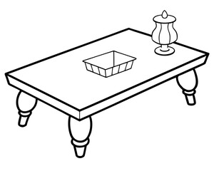 Coffee Table Coloring Page on White Background