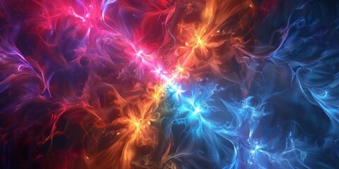 Abstract Art with Red, Orange, and Blue Lights