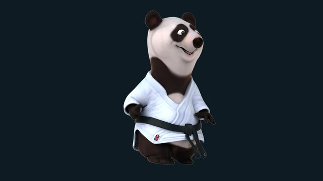 Fun 3D cartoon karateka panda (with alpha channel)