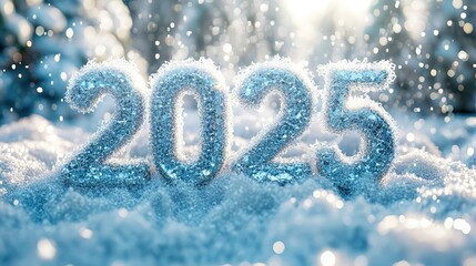 Happy New Year 2025, snow background, snow text images