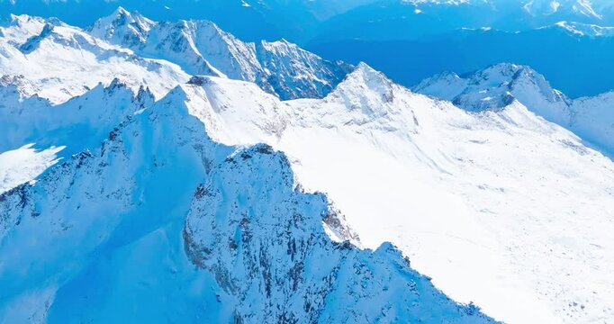 Aerial view of Dagu glacier snow mountain summit at Sichuan China
