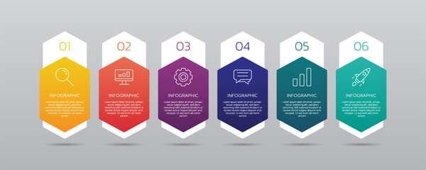 Infographic template for presenting steps and options with icons. Business infographic design start to success.