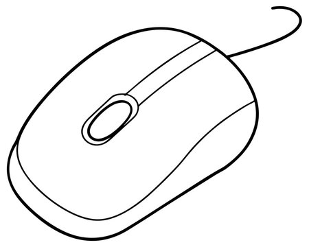 recommend clip art: Computer Mouse Coloring Page on White Background
