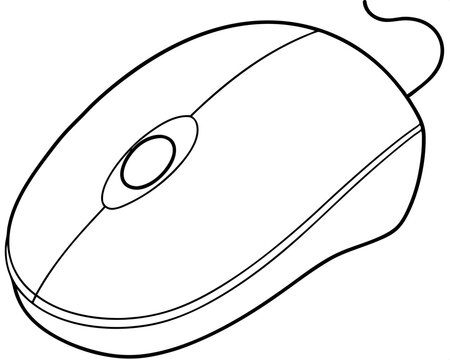 recommend clip art: Computer Mouse Coloring Page on White Background