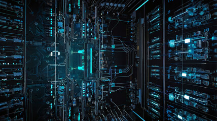 Digital background perfect for tech processes, Abstract digital background featuring dynamic lines, data transfer and encryption, digital archives etc.