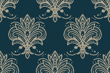  Ikat abstract ethnic art. Seamless pattern in tribal, folk embroidery, and Mexican style. Aztec geometric art ornament print.Design for carpet, cover.wallpaper, wrapping, fabric, clothing