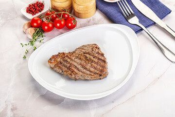Grilled marble beef steak with sauce
