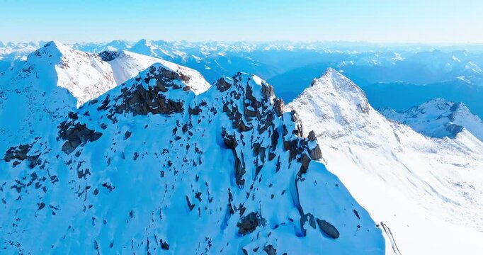 Aerial view of Dagu glacier snow mountain summit at Sichuan China