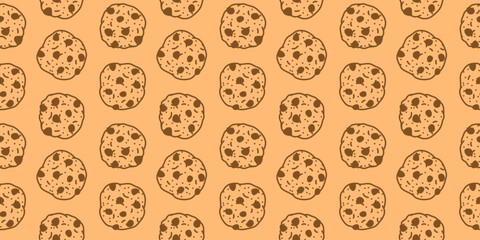 cookie seamless pattern background. chocolate chips pattern background. Cartoon illustration of Cookies. biscuits illustration. 